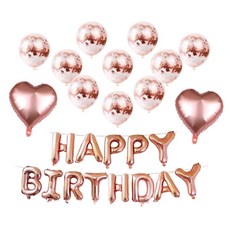 MINITTINE 生日花環5彩紙屑氣球家庭派對組合, 玫瑰金, 1套