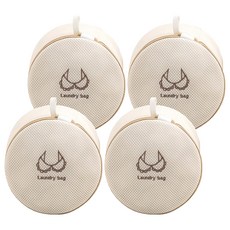 厚款刺繡洗衣袋 內衣款 加厚材質 編織緊密 耐用牢固, 米色, 4個