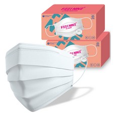 feelnine 更優良防飛沫口罩 成人用 KFAD, 50入, 2個, 雪白色