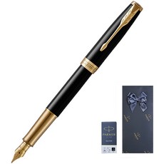 PARKER 十四行詩lacca gt鋼筆 +墨盒禮品套件, F, 黑色（鋼筆）