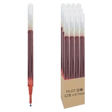 PILOT 百樂 按鍵鋼珠筆芯 0.7mm BXS-V7RT-R, 紅色, 12支