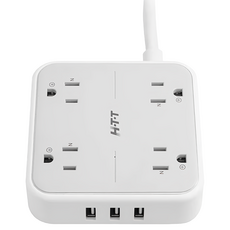 H-T-T 新幹線 1開4插USB方桌延長線 3孔 HTT-1736, 白色 + 灰色, 1.8m, 1條
