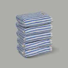 kotona Homebody 飯店級洗臉毛巾 200g 40支精梳棉, 藍色條紋, 5個