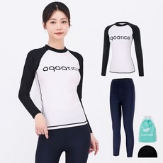 aquatica 女性防曬泳衣上衣 AQAWTS23003 + 水上緊身褲 + 彈性泳帽 + 塑膠袋套裝