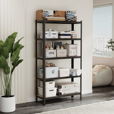 비마이엑스 튼튼 조립식 앵글 철제 선반, 블랙, 5단