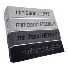 aerobis minibands 訓練阻力帶套裝 輕量/中等/重型/超重型, 10 + 14 + 20 + 30kg, 1組, Multicolor