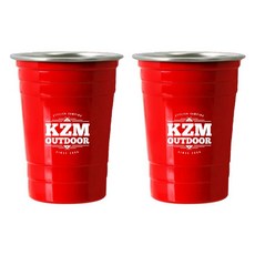 KZM OUTDOOR酷樂杯2入組 500ml 不鏽鋼冷水杯, 紅色, 1組