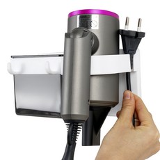 Saenghwalgongsik 免鑽孔收納型吹風機架, 1個, 白色