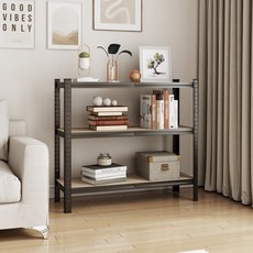 비마이엑스 튼튼 조립식 앵글 철제 선반, 블랙, 3단