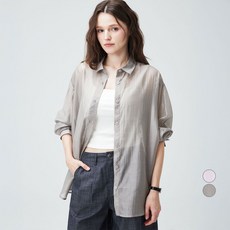 ELLEPARIS 여성용 수채화 무드 리오셀 혼방 오버핏 여름용 긴소매 셔츠
