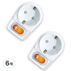 픽스산업 L자형 개별 스위치 멀티탭 1구, 화이트, 6개