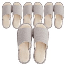 EVER HOUSE 基本款亞麻條紋室內拖鞋, 棕色, 4個