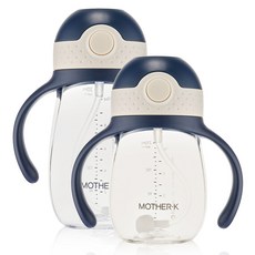 MOTHER-K Tritan吸管杯 210ml+300ml, 海軍藍, 1組
