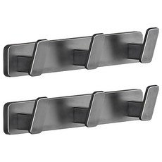 FAmILyLIFE 生活 航太鋁免打孔牆面門後掛勾 3勾 免釘膠款 A-250-G, 2個, 神秘灰