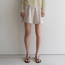 레이스 여성용 베이직 린넨 쇼츠 팬츠