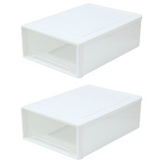 可疊加多功能衣物抽屜整理收納箱/收納盒 3號, 白色, 2個