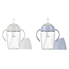 티지엠 트라이탄 쌀알 빨대컵 2p, 240ml, 1세트, 퓨어화이트 + 코튼블루