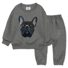 Little rabbit 孩童鬥牛犬印花長袖T恤+長褲