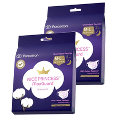Purcotton 全棉時代 奈絲公主 100%純棉褲型衛生棉 PMK24700003, M~L(31.5 ~ 41.3cm), 2個裝, 2組, 2片, 2包