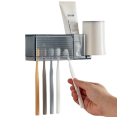 하이엉클 욕실 무타공 수납 칫솔꽂이, 그레이, 1개