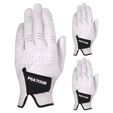 PGA투어 스윙 소프트 프로 양피 남성 골프 장갑 23PTGVC 3p 세트, 화이트, 3개