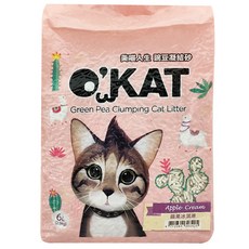 O'KAT 美喵人生 條狀豌豆凝結砂 (蘋果冰淇淋), 會呼吸, 100%天然可生物分解, 6L, 1包