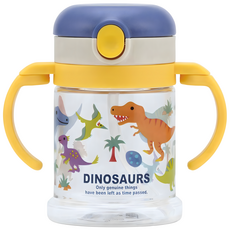 Skater 雙耳寬底吸管練習杯 恐龍, 靛色 + 黃色, 260ml, 1個