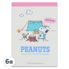 sun-star PEANUTS 史努比春色盎然彩色便條紙, 露營森活, 80張, 6個