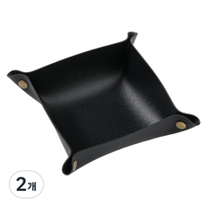 랩앤툴스 사각 가죽 트레이 중형, 블랙, 2개