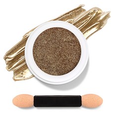 Jello Jello Gel美甲邊束鏡麵粉閃粉+刷子套組, 1套, JP02真金（閃粉）