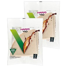 HARIO 好璃奧 V60無漂白03濾紙 VCF-03-100M 1~6杯, 100張, 2包