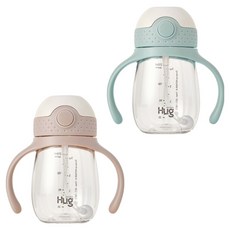마더케이 허그 추 빨대컵 2p, 210ml, 1세트, 핑크베이지 + 민트