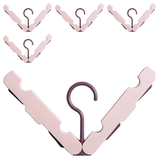 便攜摺疊衣架 5入 多夾旅行衣架, 粉色, 1組