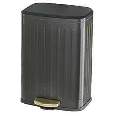 Mega 復刻輕奢不鏽鋼靜音垃圾桶, 啞光黑, 外桶(22 x 15 x 32cm) 內桶(22 x 14.5 x 28cm), 1個