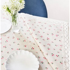 6人小花圖案桌巾, 粉紅色的花, 140 x 160 厘米