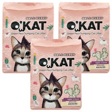 O'KAT 美喵人生 條狀豌豆凝結砂 (蘋果冰淇淋), 會呼吸, 100%天然可生物分解, 6L, 3包