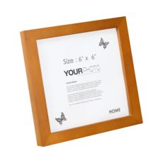 iINDOORS 北歐簡約實木相框 6x6吋 相紙尺寸, 17.6 x 17.6cm, 柚木色, 1個