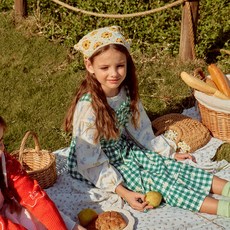 Riebello 女童款雛菊格紋圍裙洋裝