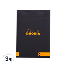 로디아 프리미엄 R 메모패드 무지, 블랙, 70매, 3개