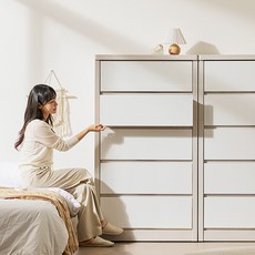 헤이몰리 자이언트 광폭 서랍장 방문설치, 워시 + 화이트, 5단