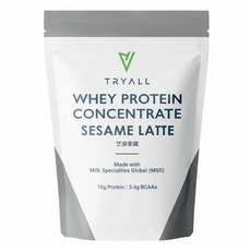 TRYALL 濃縮乳清蛋白粉 芝麻拿鐵, 1個, 500g