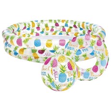 INTEX 兒童戲水池3件組 附沙灘球 + 泳圈, 充氣鳳梨, 1組