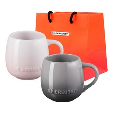 르크루제 U머그 소 2p 320ml 세트 BULK + 쇼핑백 S, 쉘핑크 + 플린트, 1세트