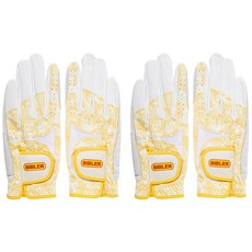 바이블러 여성용 반양피 카모플라쥬 골프장갑 왼손용 2p + 오른손용 2p, 옐로우, 2세트