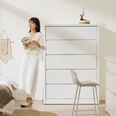 헤이몰리 자이언트 광폭 서랍장 방문설치, 화이트, 5단