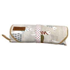 OUTSY 獨家花色點點綁帶輕量野餐墊 1-4人適用 防潑水 好攜帶, 展開135 x 148cm 收納30 x 10cm, 駱馬旅程 米白印花