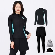 aquatica 女款防曬拉鍊上衣 AQAWZE + 內搭短褲 + 彈性泳帽套組