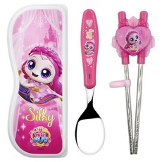 LE BARN 公主奇妙萌可 湯匙 雙手學習筷 附盒組 絲絲萌可, 混合色, 1套, 湯匙 + 雙手學習筷 + 收納盒