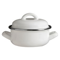 PREMIER HOUSEWARES 附蓋雙耳琺瑯湯鍋, 13cm, 白色, 1個