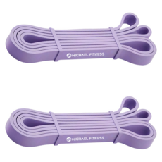 MICHAEL FITNESS 麥克健身 馬卡龍乳膠彈力帶 45磅, 紫色, 2條